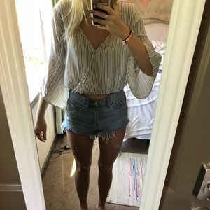 American Threads Cropped Cross Over Top